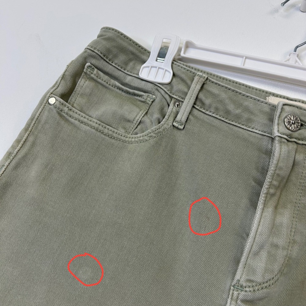 Driftwood Colette Sage Green Embroidered Cuff Crop Jeans Women's 31 Boho - Picture 4 of 11